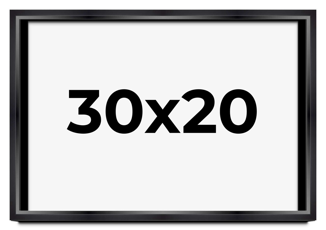 30x20 Minimalist Shadow Box Black Picture Frame - UV Acrylic, Backing, Hanging Hardware
